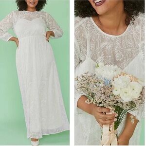 Modcloth NWT Ivory Just The Beginning Lace Maxi Dress Wedding Gown Size Large